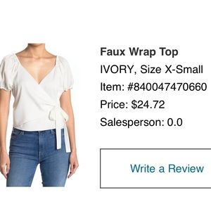 WAYF nwt faux wrap top in ivory size Small